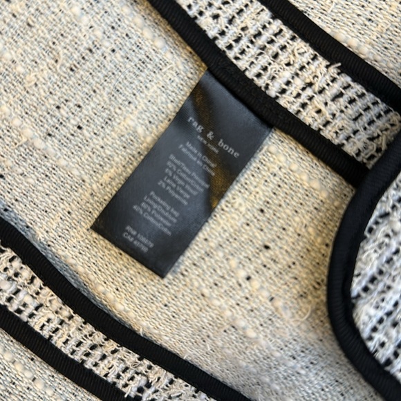 Rag & Bone Ames Deconstructed Tweed Cotton Blazer in Black and White Sz6 - Picture 11 of 11